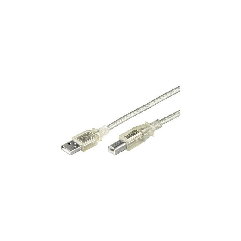 MicroConnect USB2.0 A-B 2m M-M,Transparent